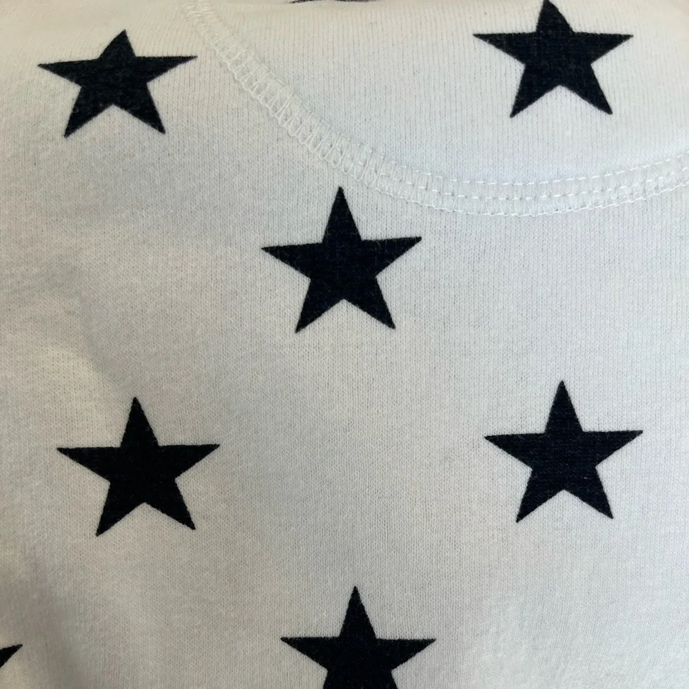 Astro Toddler Girl Long Sleeve Crewneck Sweater White & Black Stars 12-18 Months